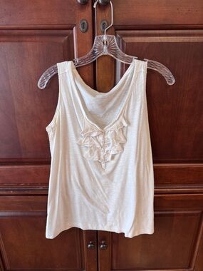 Eddie Bauer white cotton tank with ruffle. Size medium